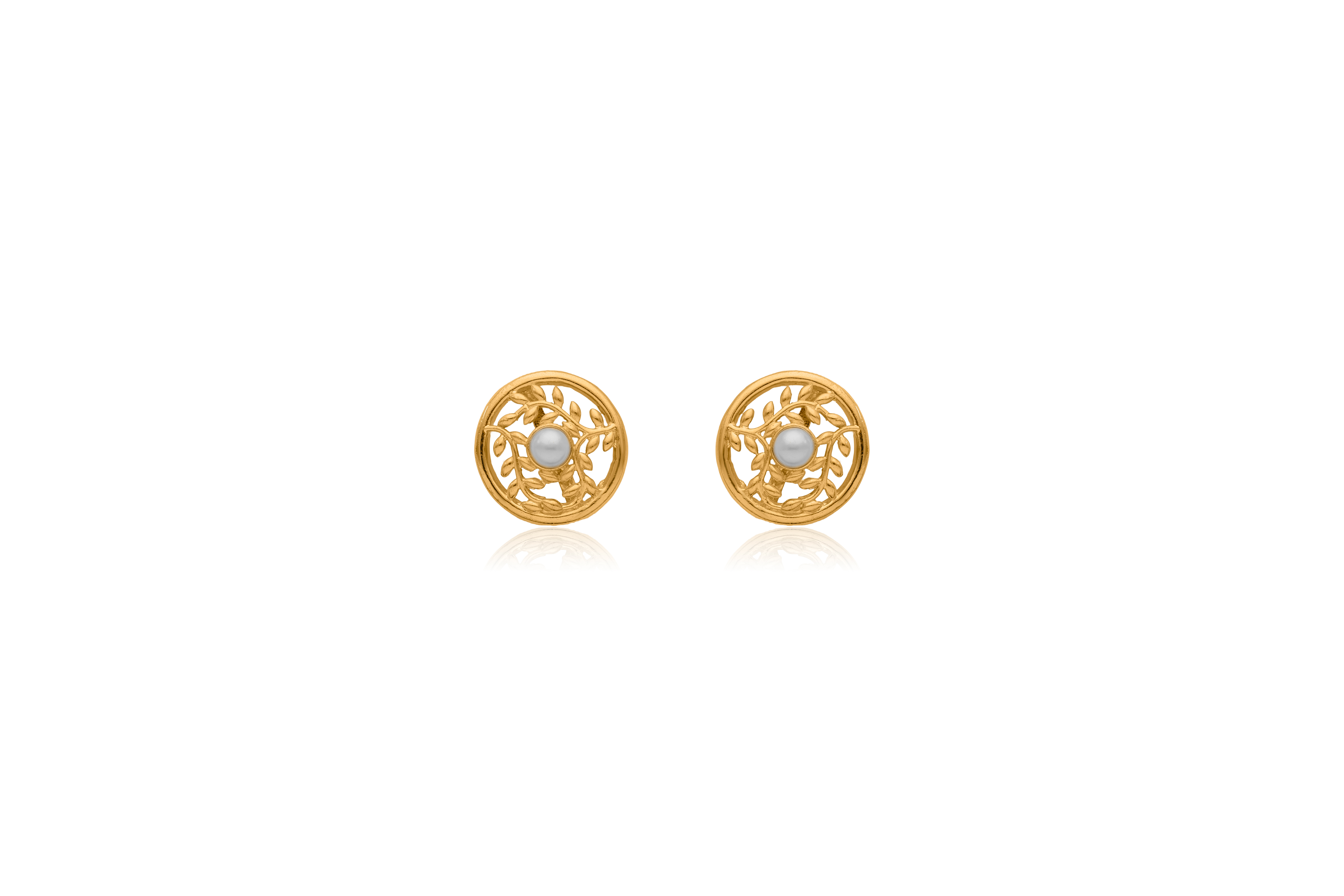 Circular Vine Stud Silver Earrings