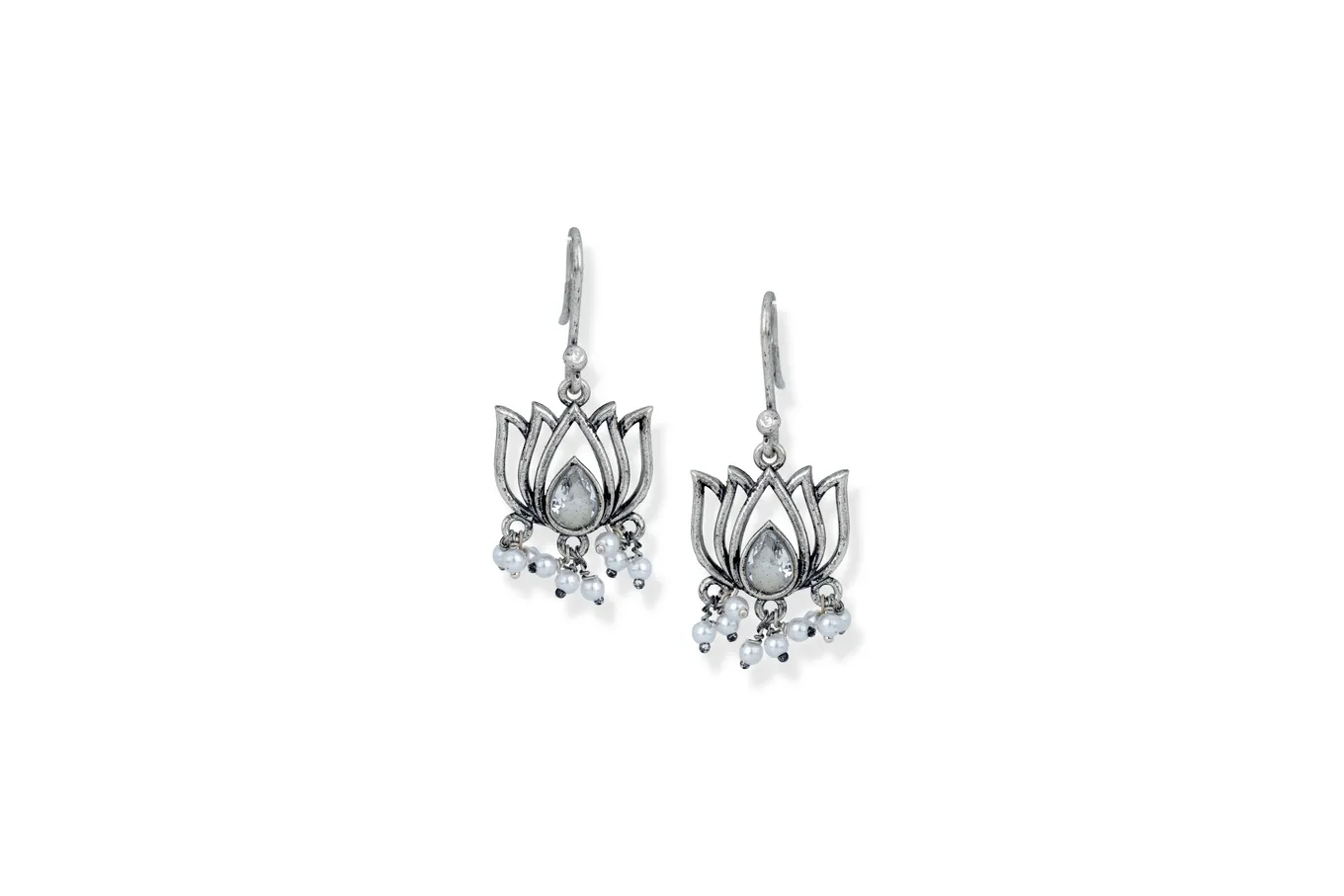 LOTUS BLOOM SILVER DANGLERS