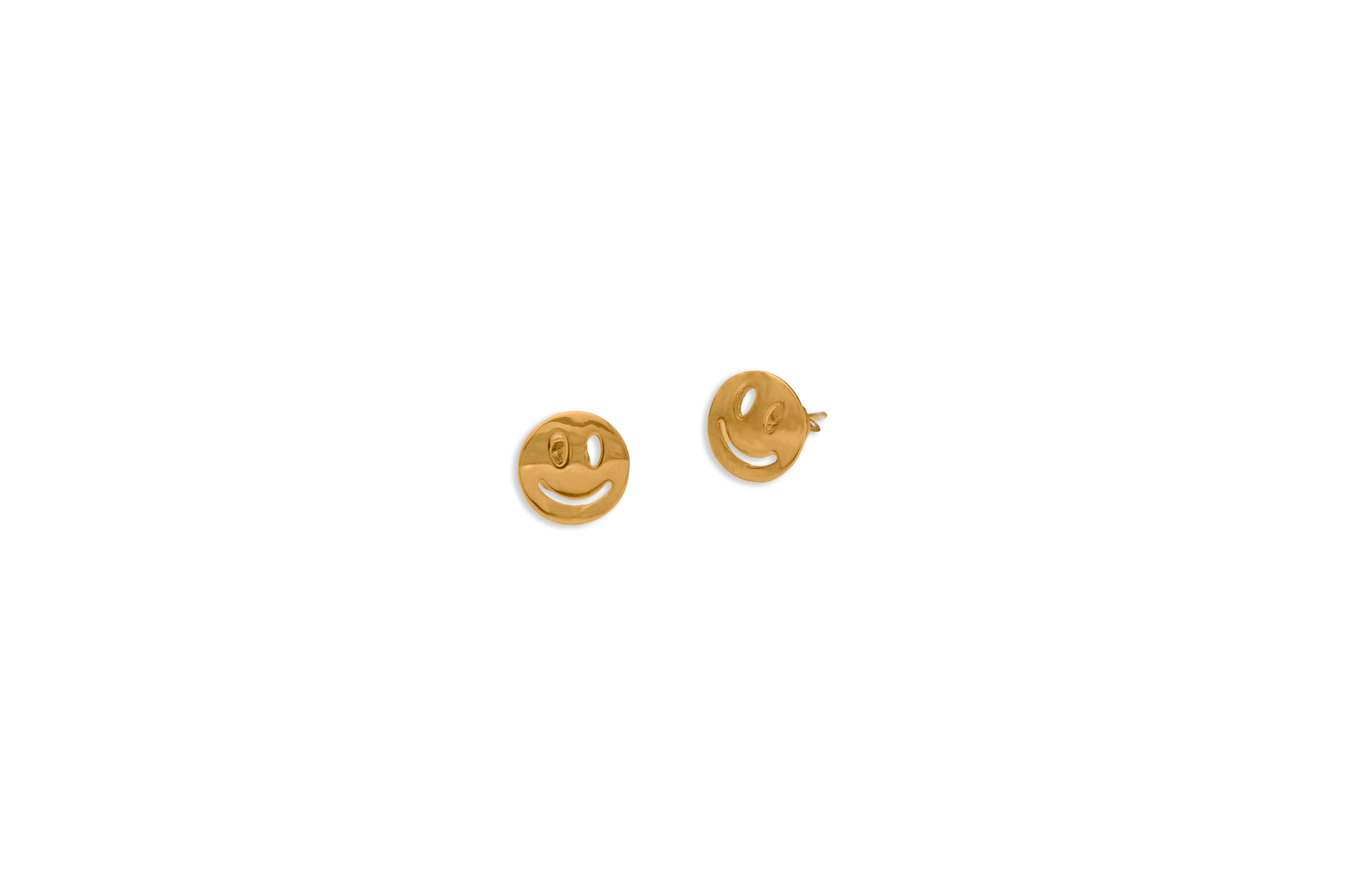 Smiley charm stud earrings – handcrafted silver EARRINGS (alternate view)