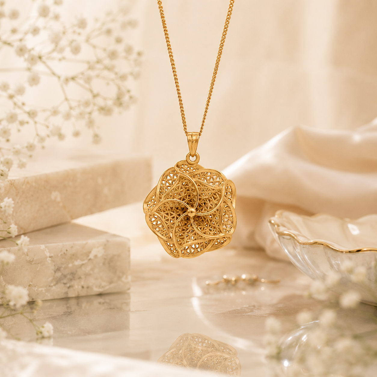 Sunwoven blossom silver pendant – handcrafted silver PENDANTS