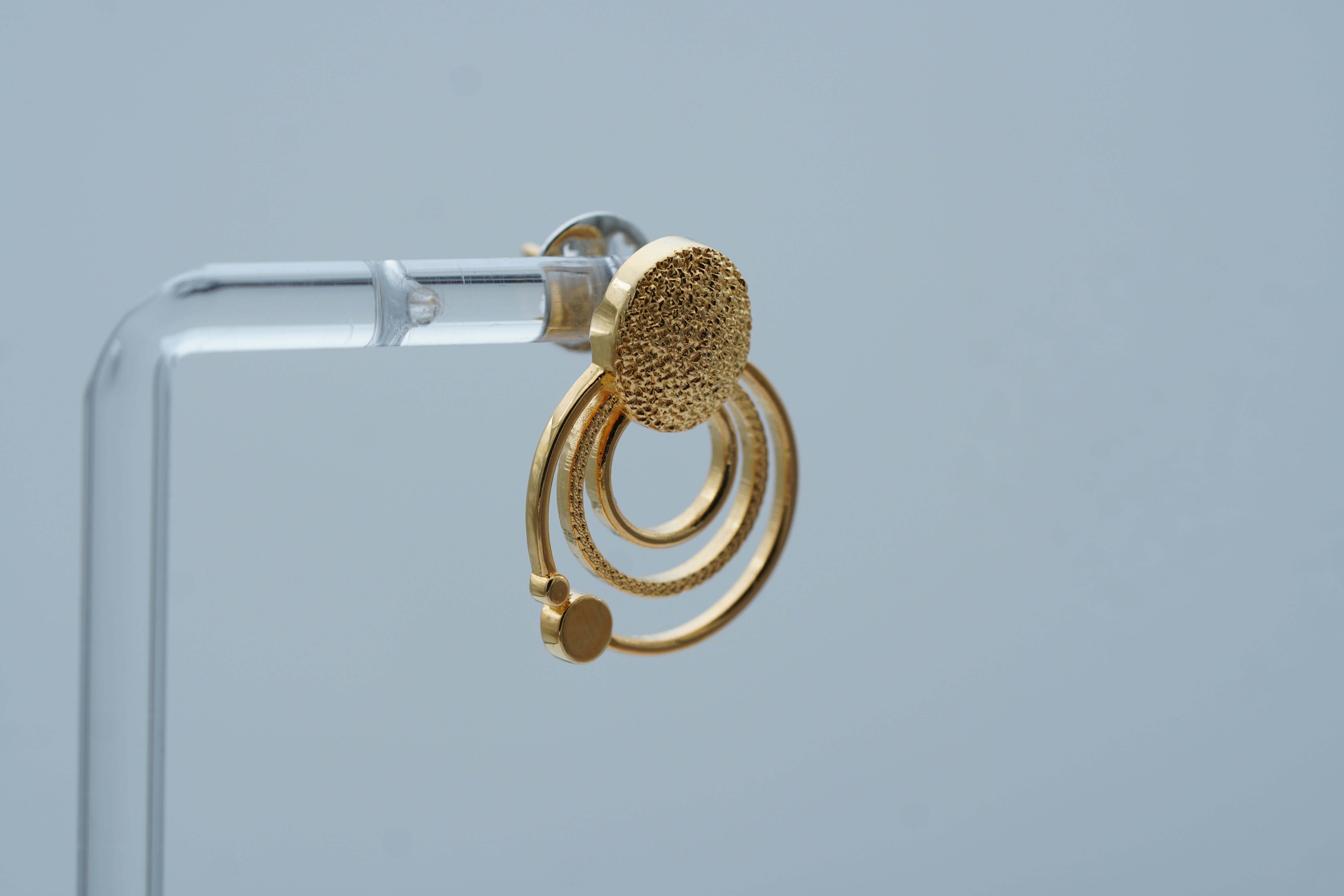 Three-Tiered Disc Silver Drop Earrings