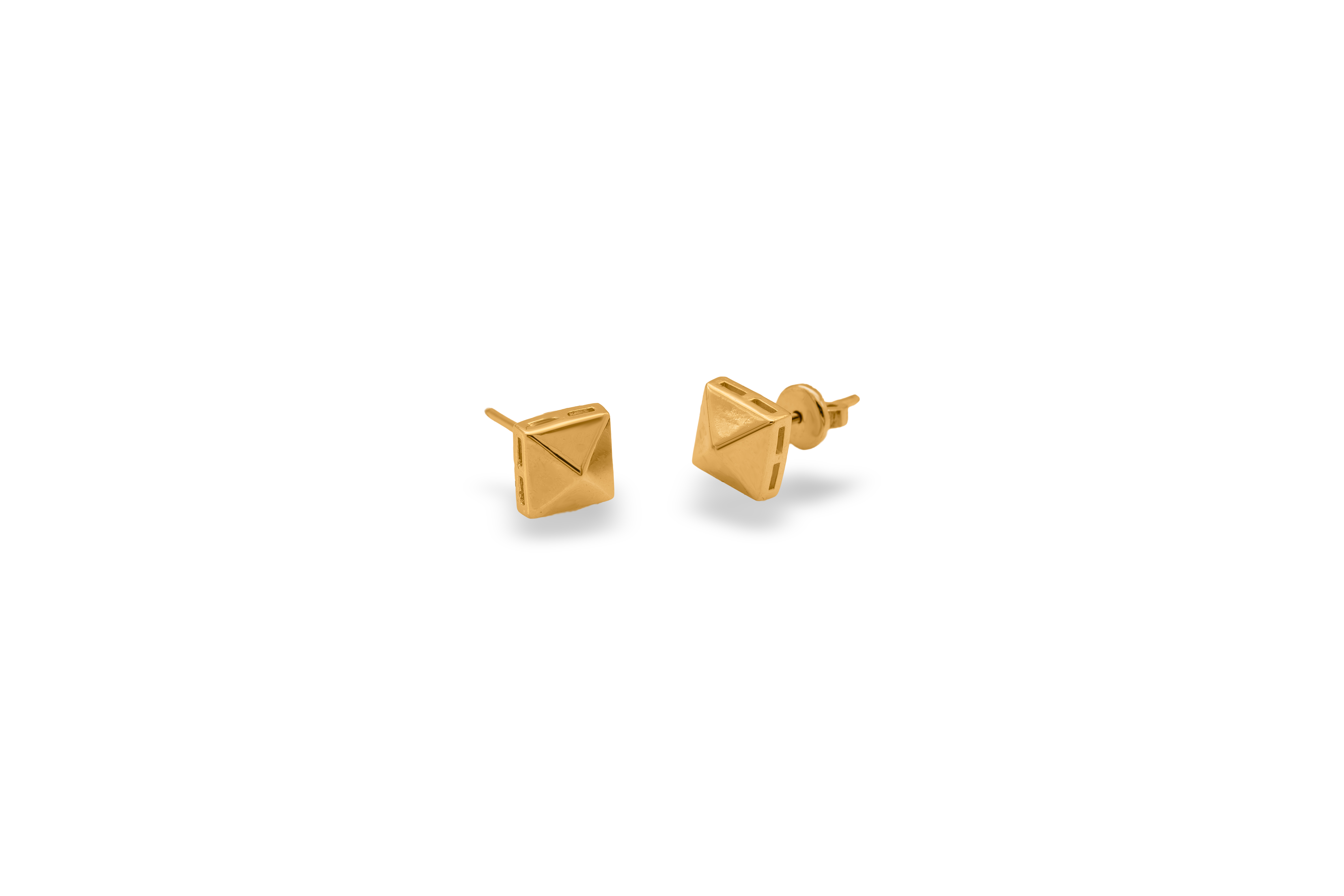 Silver summit stud earrings – handcrafted silver EARRINGS (alternate view)