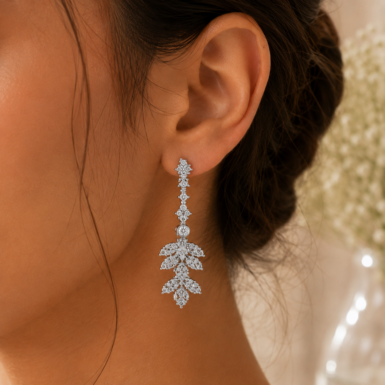 TALE OF LEAVES SILVER DROP EARRING