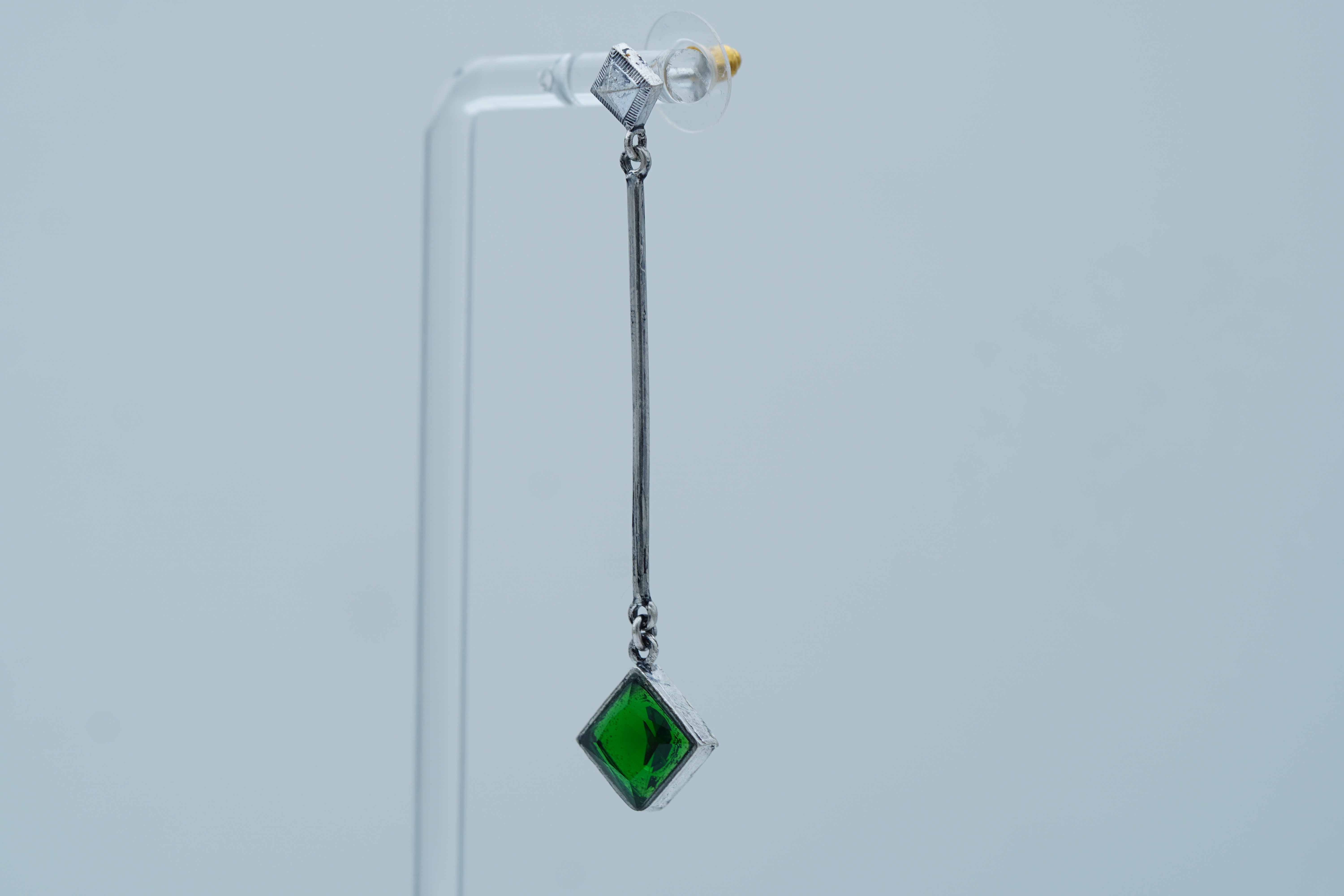 GREEN AURA SILVER DANGLERS