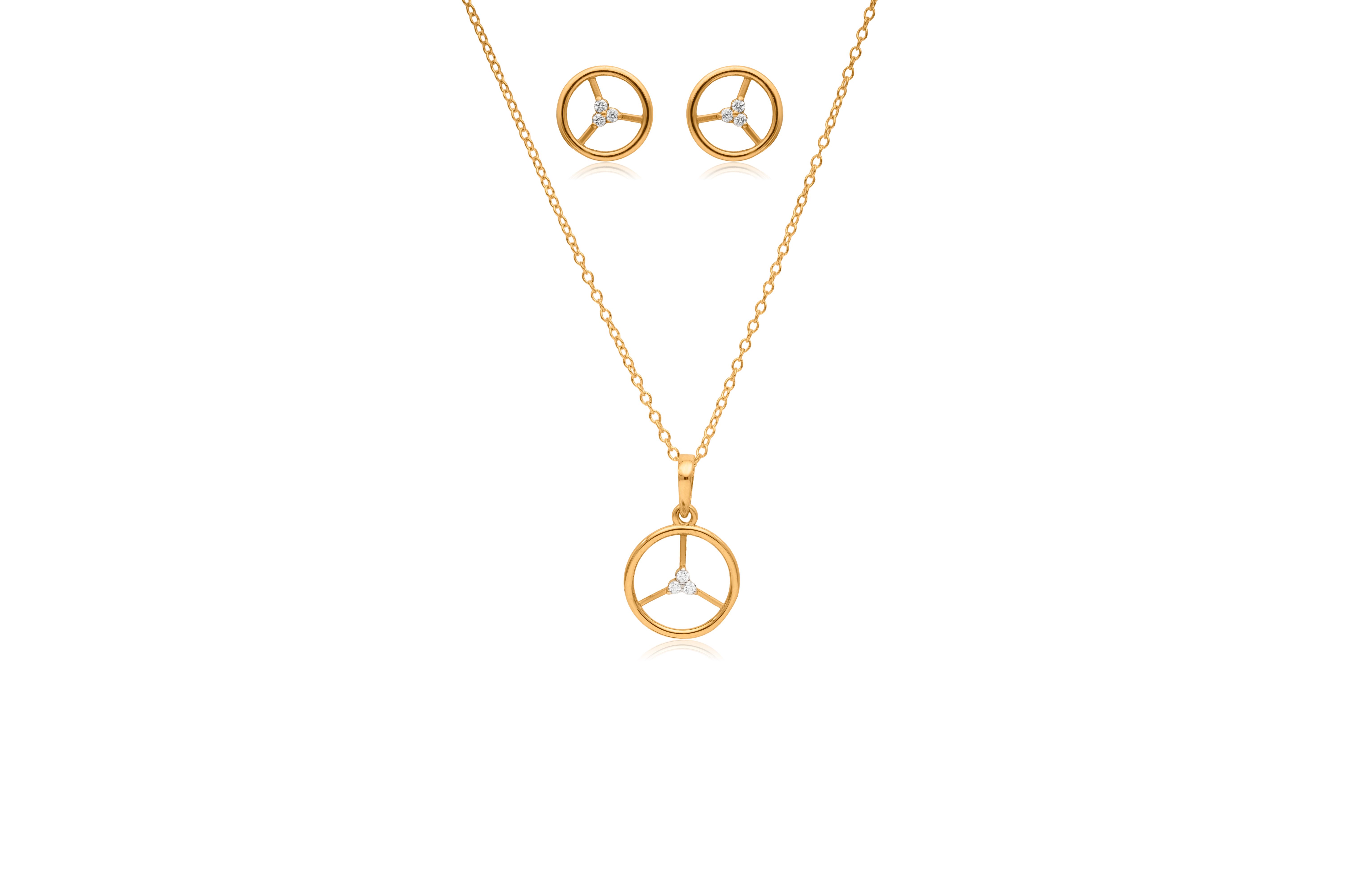 Trinity circle silver pendant set – handcrafted silver Pendant Sets