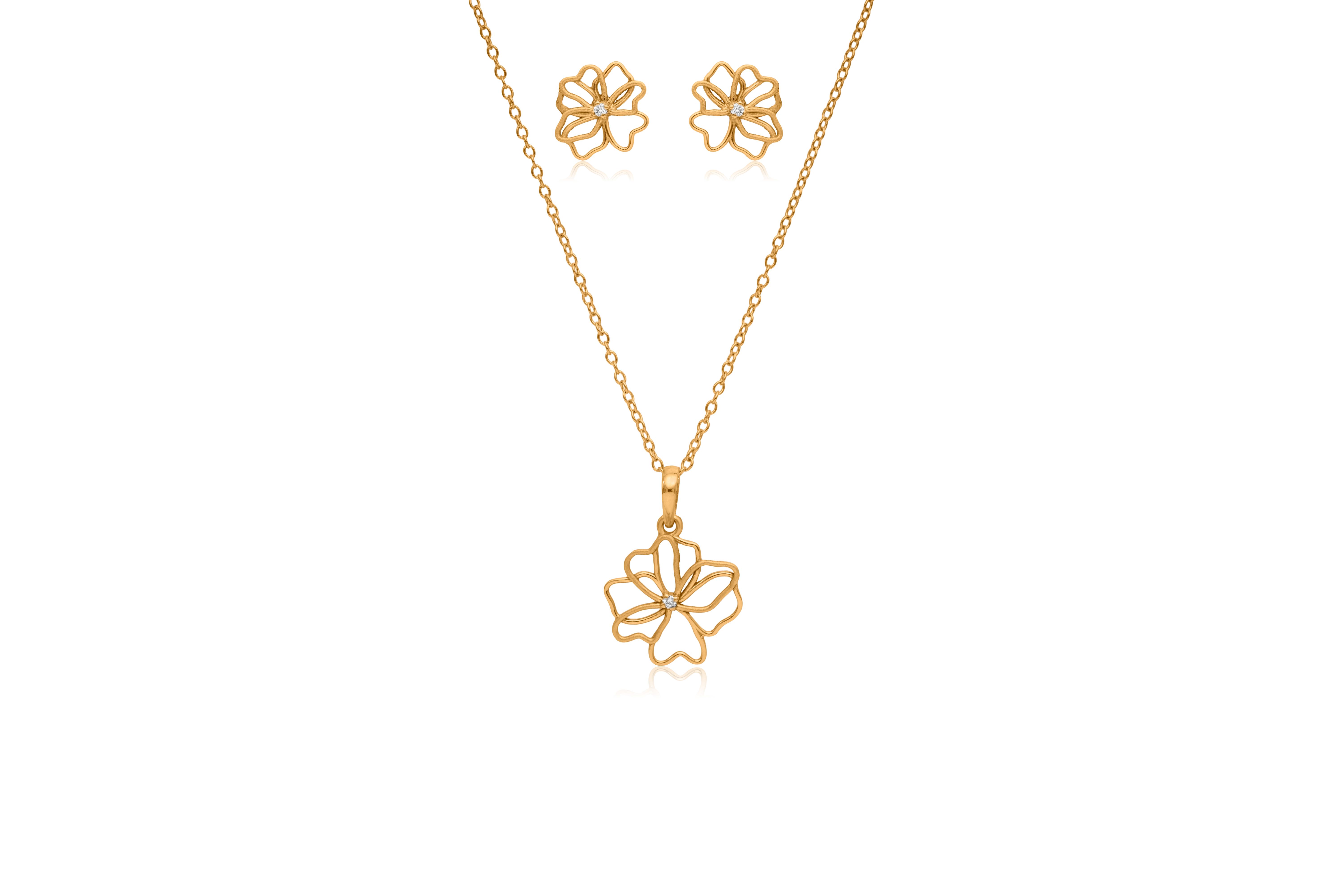 Silvery garden pendant set – handcrafted silver Pendant Sets