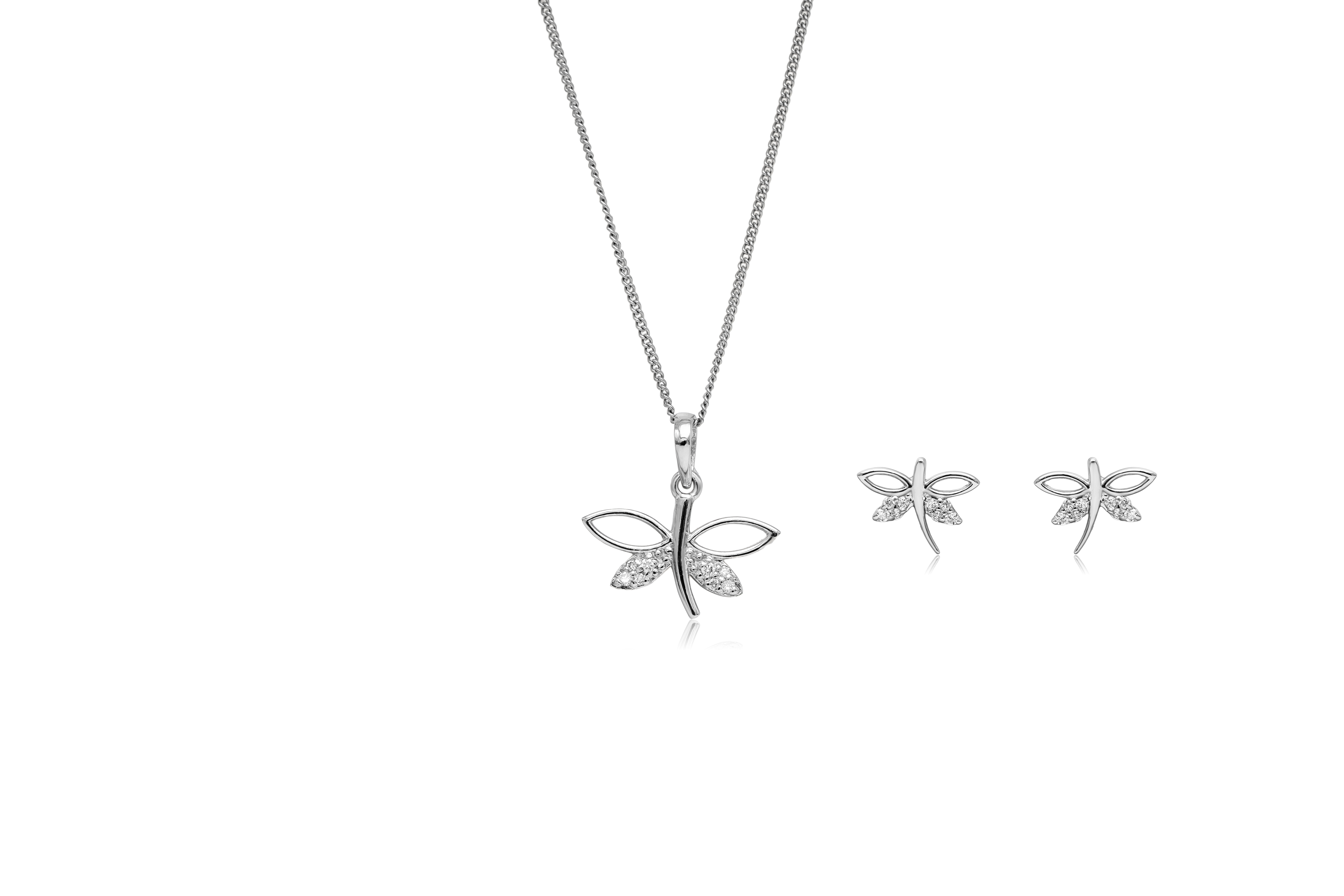 Dragonfly silver pendant set – handcrafted silver Pendant Sets