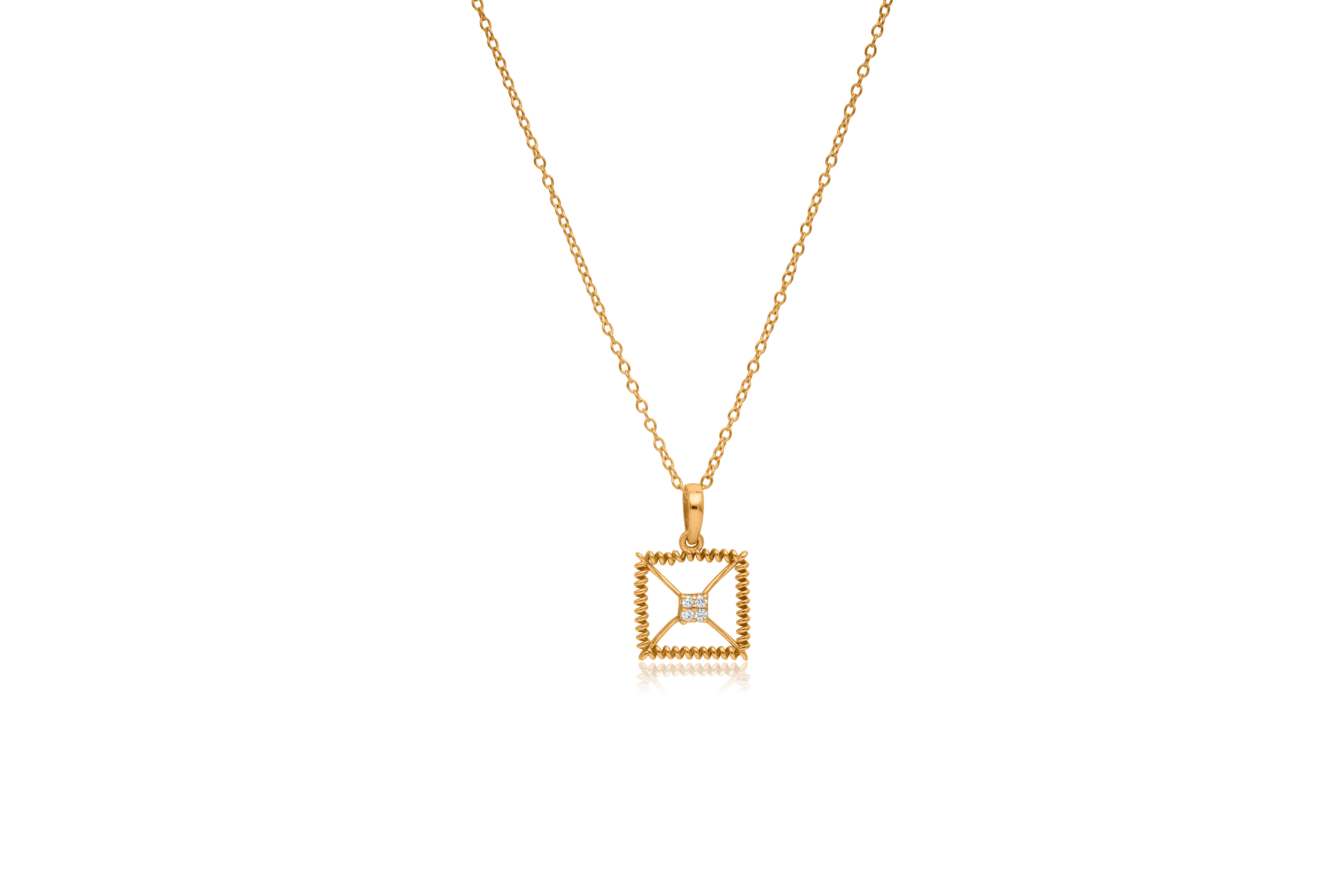 GLAM SQUARE SILVER PENDANT SET
