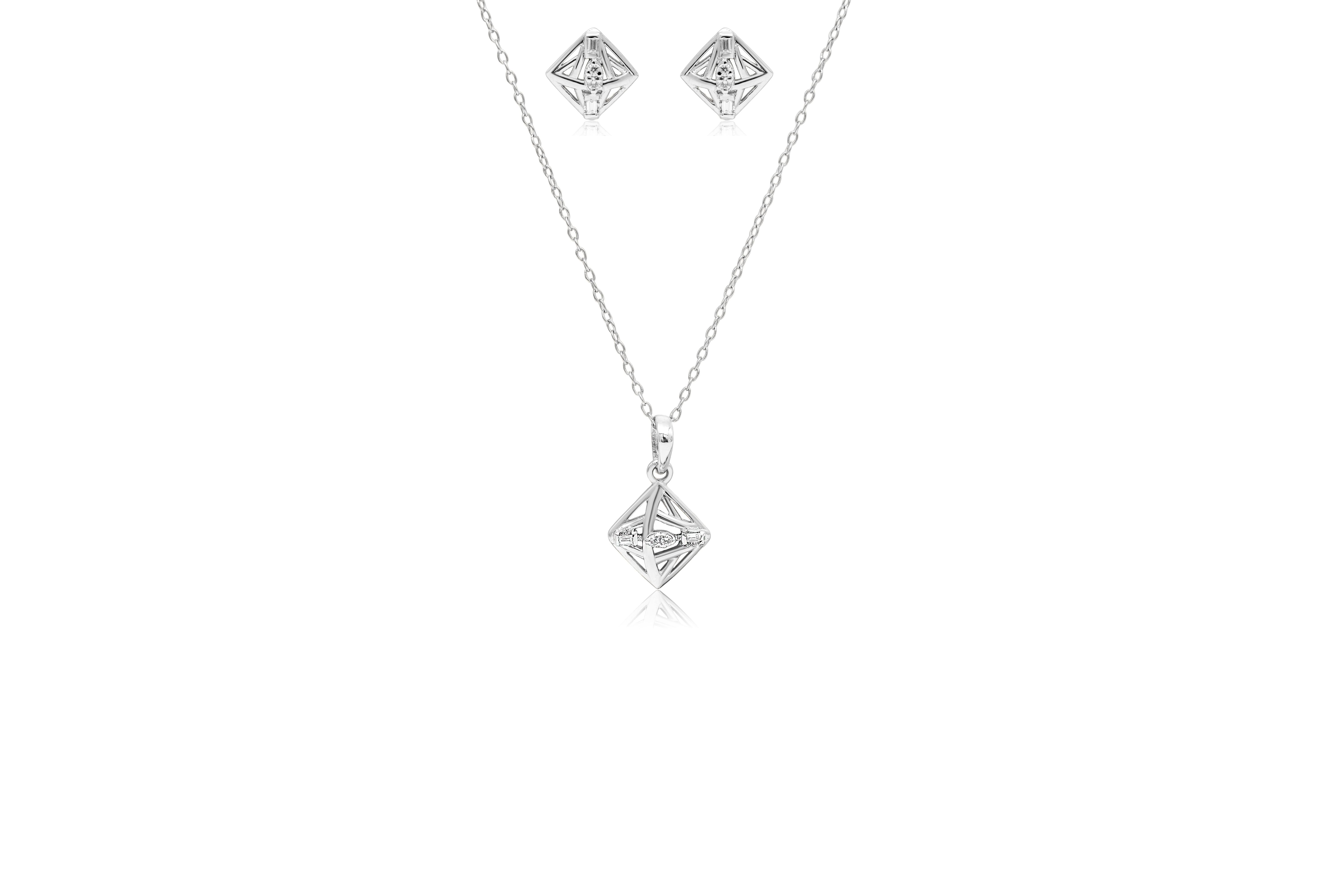 Pristine prism silver pendant set – handcrafted silver Pendant Sets