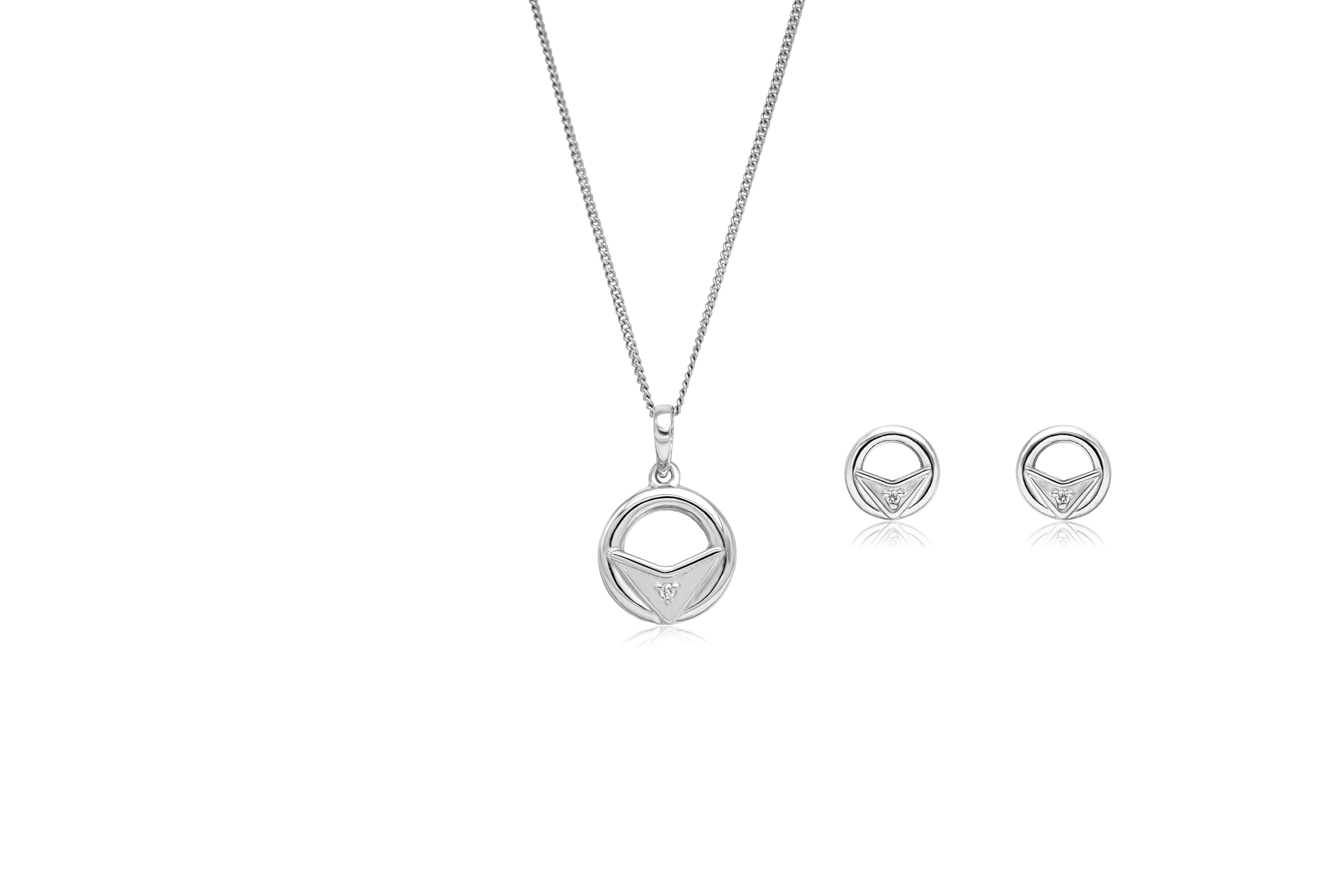 Dainty halo silver pendant set – handcrafted silver Pendant Sets