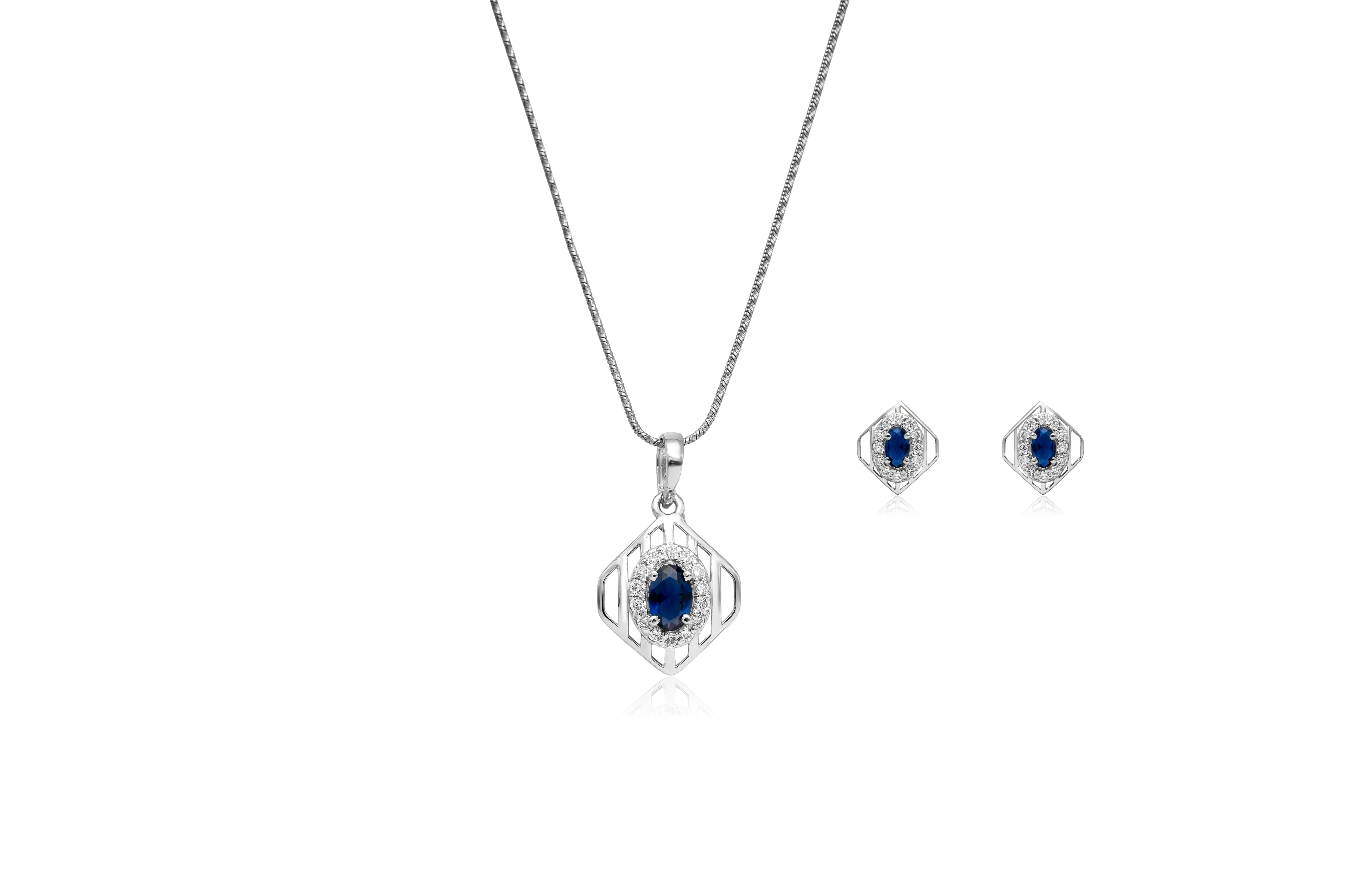 Serene blue silver pendant set – handcrafted silver Pendant Sets