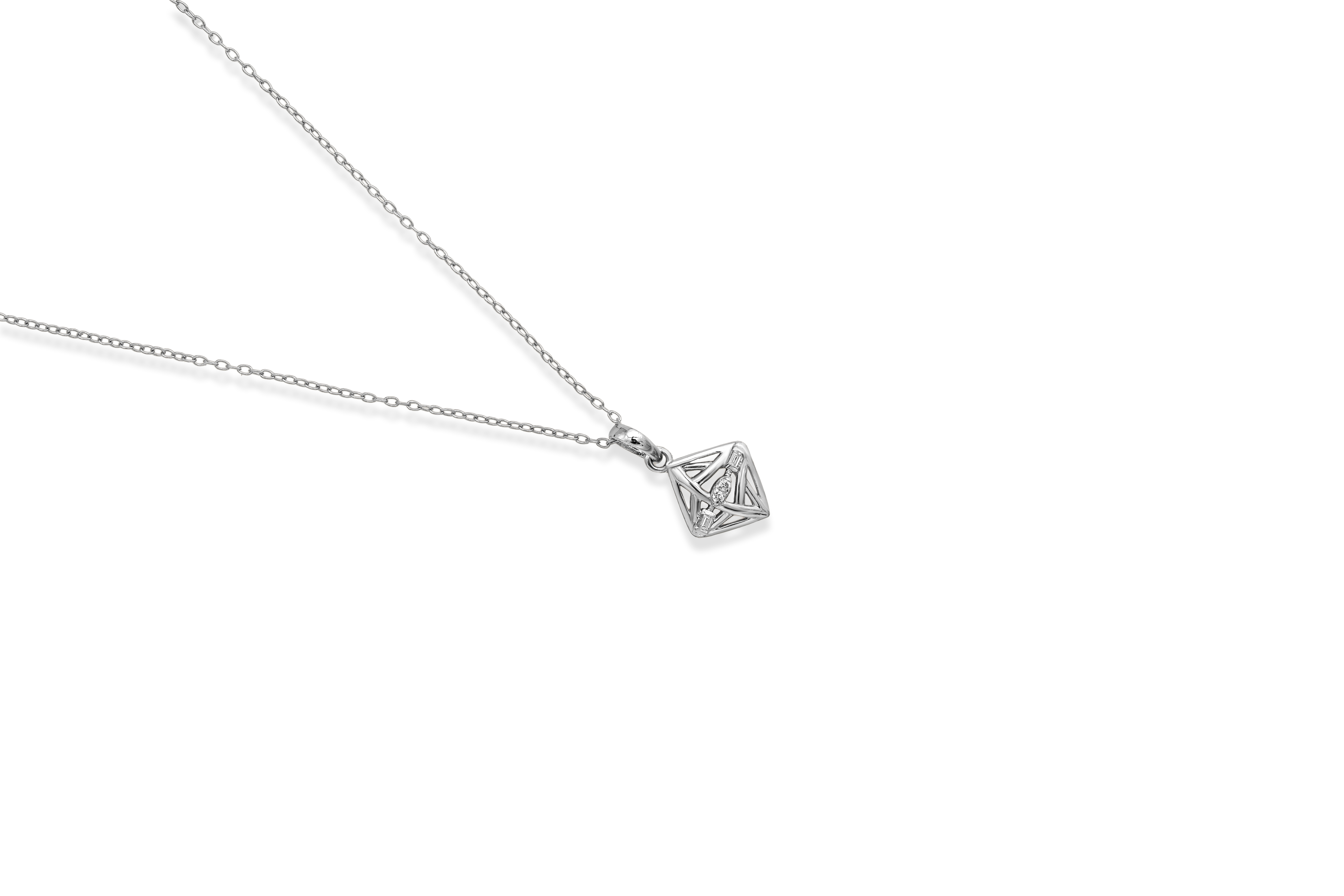 Pristine prism silver pendant set – handcrafted silver Pendant Sets (alternate view)