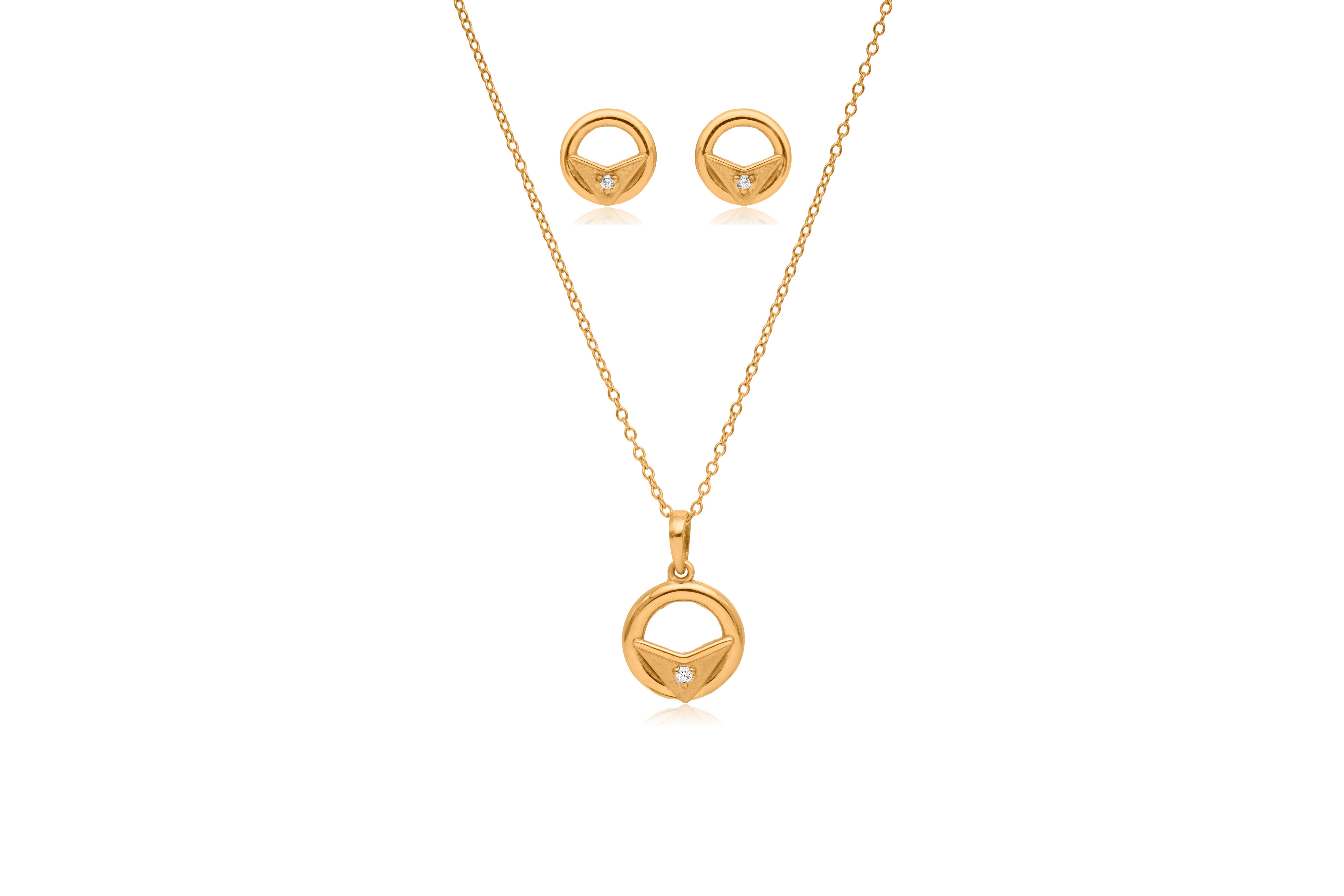 DAINTY HALO SILVER PENDANT SET